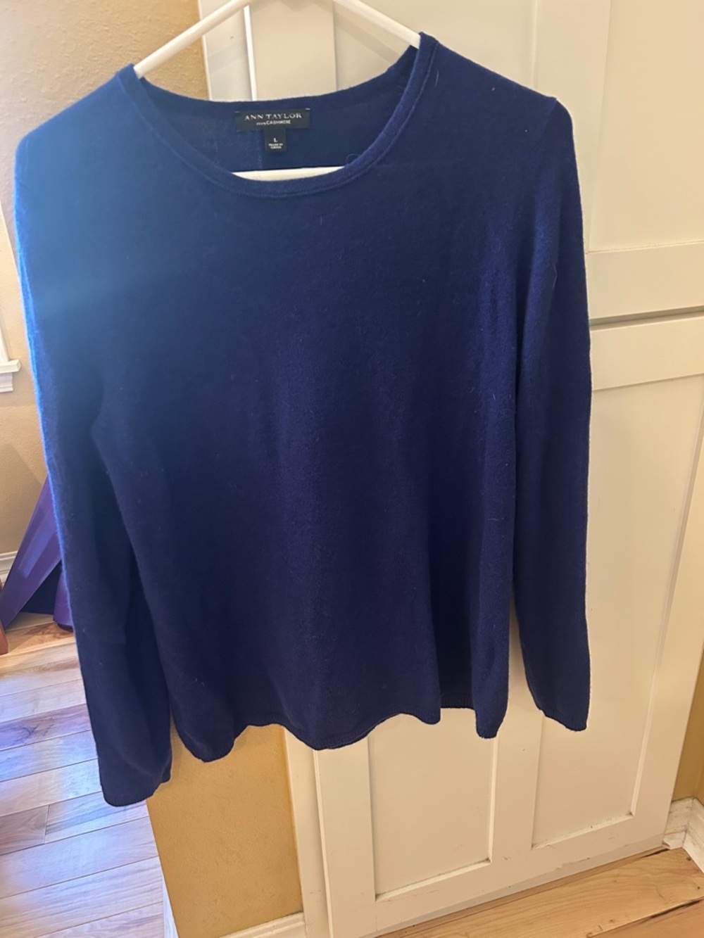 Ann Taylor Blue Cashmere Crewneck Sweater